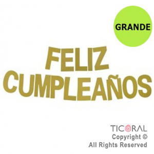 GUIRNALDA FRASE FELIZ CUMPLEAOS METALIZADA GRANDE ORO 18x10CM x 1